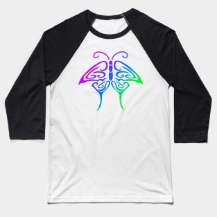 Rainbow Butterfly Tribal Tattoo Baseball T-Shirt